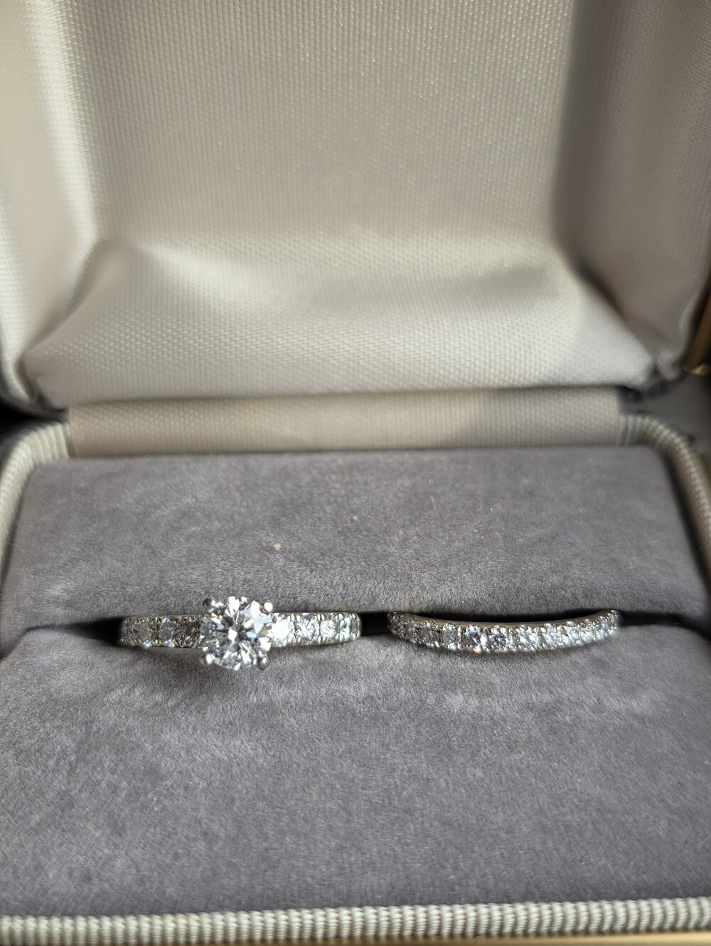 Diamond Engagement Ring With Matching Diamond Band